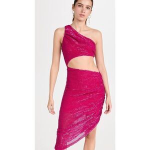 Prabal Gurung One Shoulder Cutout Dress in Fushia NWT Size Small